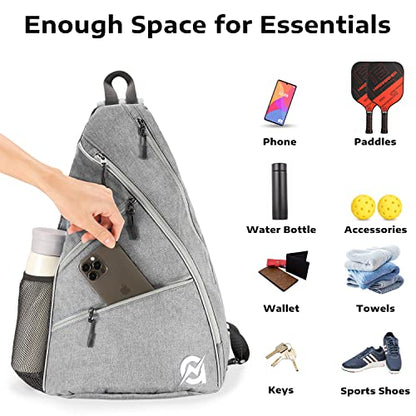 A11N SPORTS Pickleball Bag, Reversible Crossbody Sling Bag/Backpack for Women Men - color: Charcoal