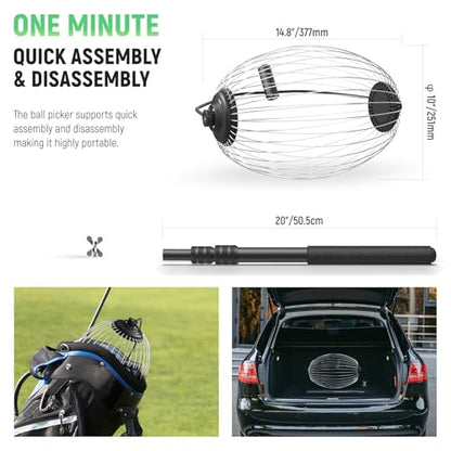 NEEWER Tennis Ball Pickleball Collector Roller, No Bending Over Quick Rolling Picker for Up to 40 Tennis Balls - style: TB01S w/Bag
