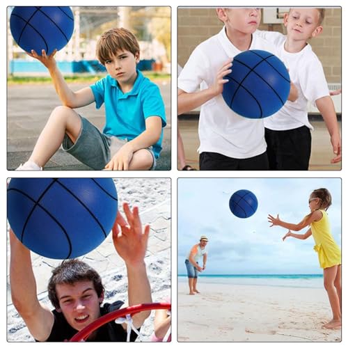 Silent Basketball - Indoor Quiet Training Ball, High-Density Foam, Low Noise, Highly Elastic, Easy to Grip - color: Blue, size: Medium [18cm-3#]