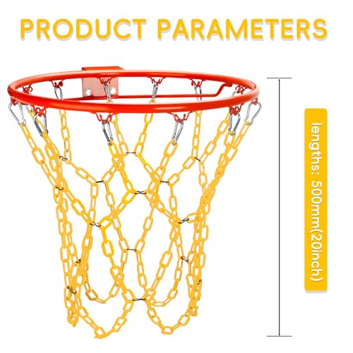 Basketball Net Replacement Heavy Duty,Resin Material, Anti-Rust Use Indoor Outdoor Standard 12-Ring Basketball Hoop - style: Yellow
