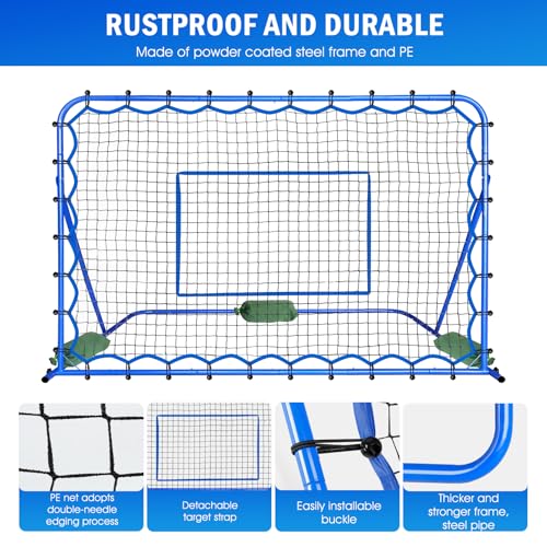Soccer Baseball Rebounder Net, Soccer Goal Net, Volleyball Softball Rebound Pitchback Net Quick-Switch Angle Training for Control, Passing Practice, Bounce Back Rebounder Goals Gifts Trainer Equipment - size: 6FTx4FT