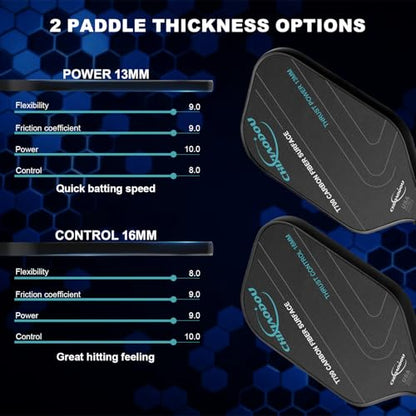 Pickleball Paddles, Multi-Layer T700 Textured Carbon Fiber Pickleball Paddle, 2-Types of Thickenesses, USAPA Approved Carbon Fiber Surface Pickle Ball Paddle, Strong Power, Stability and Spin Surface - size: 13MM