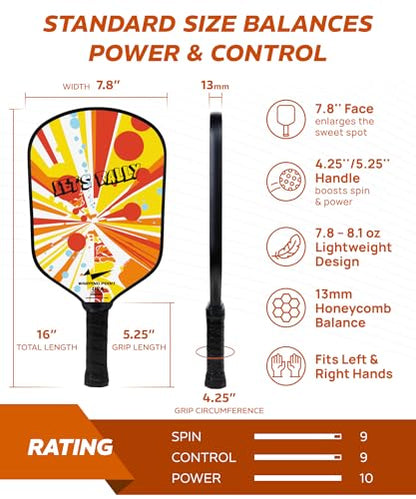 Pickleball Paddles Set of 2, Fiberglass Pickleball Set, Durable & Lightweight USAPA Approved Pickle Ball Rackets 2 Pack Pickleball Gifts for Women with Bag & Outdoor Balls for Men Beginner Kids Adults - style: 13MM | Orange