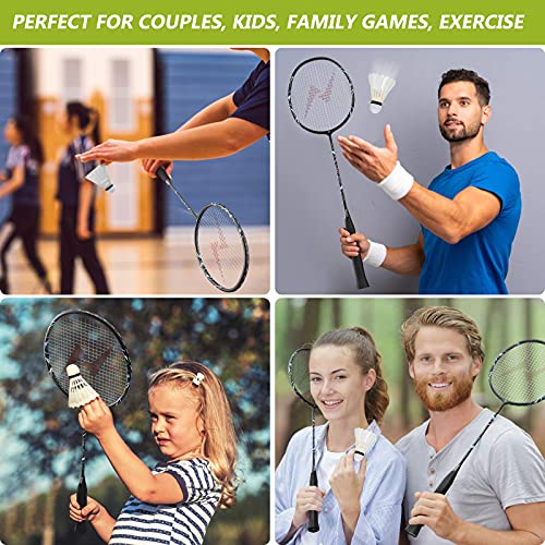 Nalax Badminton Set, 2 Player Badminton Rackets Professional Graphite High-Grade Badminton Racquet with 3 Shuttlecocks and 1 Carrying Bag for Outdoor Backyard Games Perfect for Adults Kids