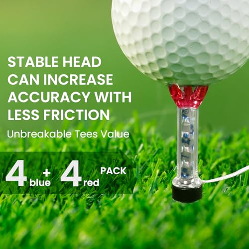 VEASAERS Golf Tees Unbreakable Plastic Magnetic 80 mm Long Bulk Reusable 2/4/8 Pack Blue Red Flexible Magnet Tee Lift Step for Men Women Practice Training Set - style: 8 Pack