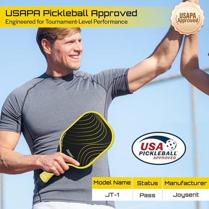 Pickleball Paddles Set, USAPA Approved Carbon Fiber Pickleball Set of 2 with Beginner Pickleball Rackets, Indoor Outdoor Pickle Balls for Adults Men Women, JT-1 - color: Yellow