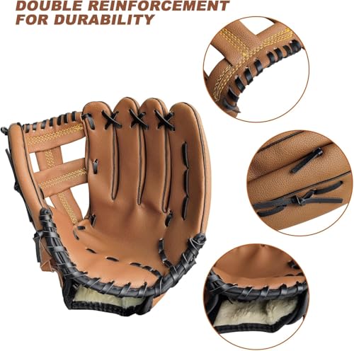 Baseball Glove for Adults & Youth | 10.5-12.5 Inch Training Outfield Mitt | Premium Synthetic Leather | Right-Hand Throw Baseball Softball