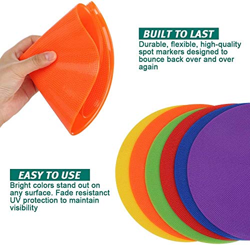 60 Pcs Poly Vinyl Spot Markers Rubber Floor Dots Non Slip Agility Markers Flat Field Cones for PE Gym Classes, Classroom Activities and Games, Soccer Basketball Sports Speed Agility Training