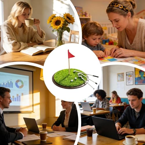 Desk Golf Game - Funny Putting Green Toy | Including A Putting Range | 3 Mini Clubs and Balls | Mini Golf Game | for Golfer Coworker Men Office Indoor Tabletop Practice Relaxation