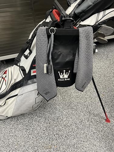 Clean King Golf Club Cleaner Golf Ball Grip Washer Holder Accessories Cleaning On Your Bag ~ 1 Wet Towel 1 Dry Towel 1 Water Reservoir 1 Interior Brush Pad 1 Exterior Brush Groove Tool