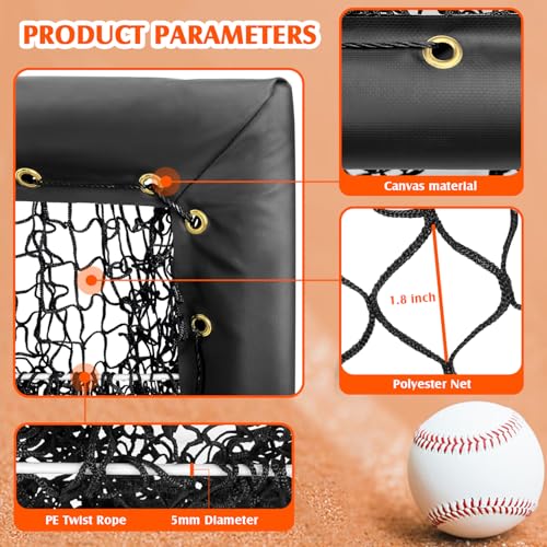 Pitching Net, Portable 9 Hole Baseball & Sotball with Strike Zone - Height Adjustable Easy Setup for Indoor/Outdoor