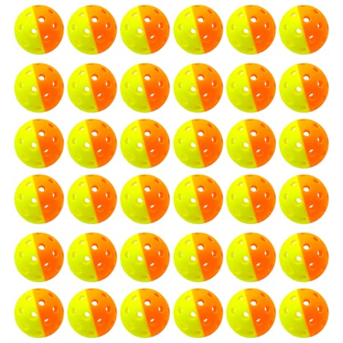 6 Pack Pickle Ball with 40 Holes, Pickleballs High Durability, Outdoor Pickleball Balls with Mesh Bag, Dual Color Pickle Balls with Superb Visibility, Stable Bounce - color: Green+Orange, size: 36 - Pack