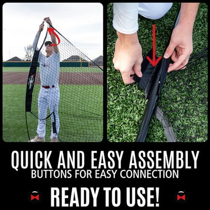 Web Flex® 7x7 ft Portable Baseball & Softball Batting Practice Screen Net, Durable Nylon & Metal Frame, Protective Batting Net for Pitching & Hitting, Easy Setup, Full Coverage with Carry Bag | Black