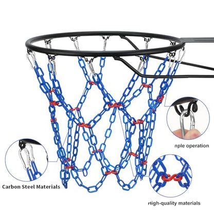 Basketball Net Replacement Heavy Duty,Resin Material, Anti-Rust Use Indoor Outdoor Standard 12-Ring Basketball Hoop