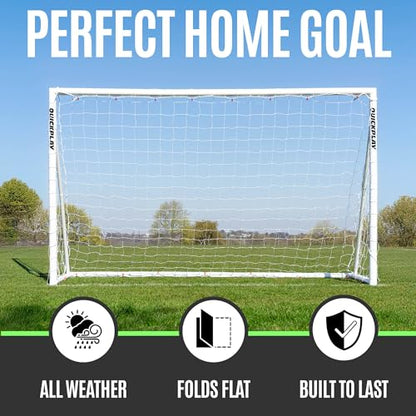 QUICKPLAY Q-Fold Soccer Goal | 30-Second Folding Design for Easy Setup | Portable & Weatherproof uPVC Soccer Goal for Backyard | Durable Post for Adults & Kids - style: 8 x 5'