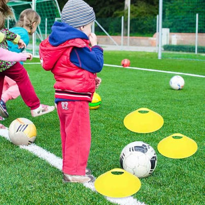 Ciieeo 12pcs Yellow Portable Disc Cones Football Training Plates Multi-Function Soccer Agility Markers for Sports Practice and Coaching
