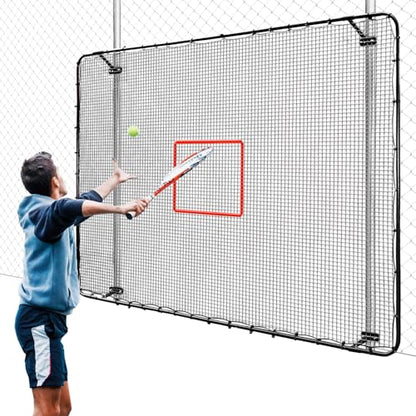 Fence-Mount Tennis Rebounder Net 12x8FT – Space-Saving Tennis Practice Wall with Adjustable Rebound Angle – Solo Training Net Fits Most Fence Poles, Heavy-Duty Frame for Outdoor Practice