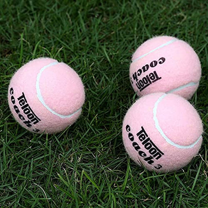 Teloon Pressure Training Tennis Balls-12 or 18 Count-Mesh Carry Bag，4 Colors Available，Pressureless Training Exercise Tennis Balls for Beginners. - color: PINK-12pcs