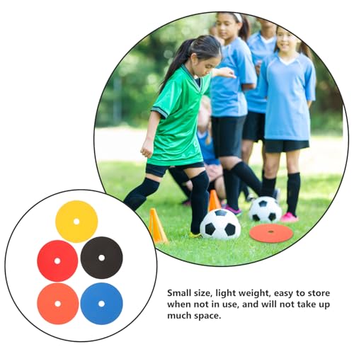 FUOYLOO 5pcs Soccer Marker Plates Football Training Sign Discs Multi-Color Flat Plastic Agility Markers Non-Slip for Soccer Field Drills and Exercise Training