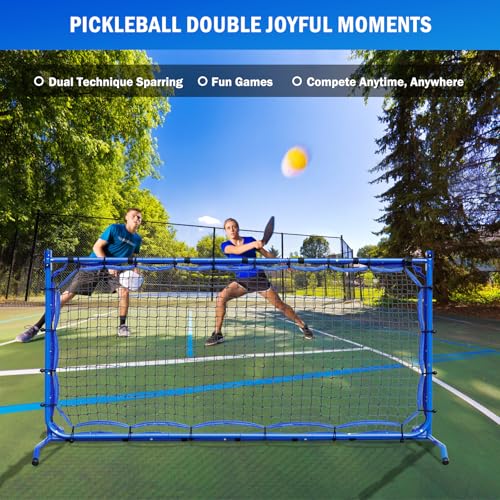 Pickleball Practice Rebounder Net Adjustable Angle for Dinks Volleys Solo Team Training Equipment, Mini Pickle Ball Net Portable Trainer for Outdoor Driveway Backyard Indoor Garage, Easy Setup - size: 8x6FT