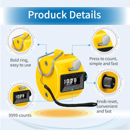 Handheld Clicker Counters - Golf Digital 4-Digit Baseball Finger Click Mechanical Tally Counter with 3pcs Lanyard for Sports Events Coaching Counting