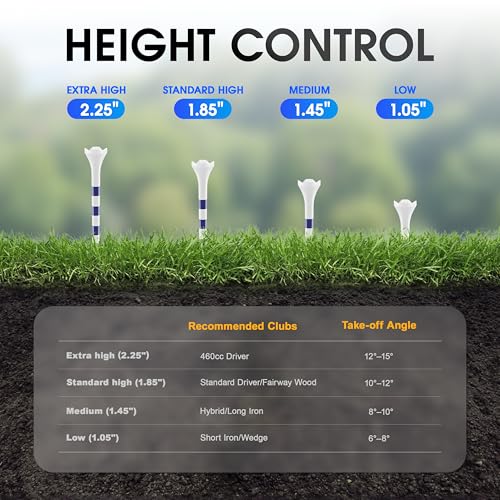 WVM Professional Plastic Golf Tees 152 Pack Combo, High & Low Tee Set with Enhanced Durability, Engineered for Stability, Low Friction, & Reduced Side Spin