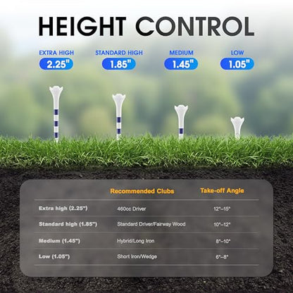 WVM Professional Plastic Golf Tees 152 Pack Combo, High & Low Tee Set with Enhanced Durability, Engineered for Stability, Low Friction, & Reduced Side Spin
