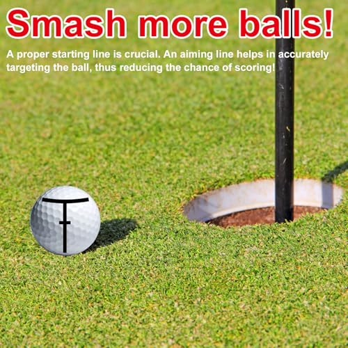 Golf Ball Marker Set, Golf Ball Line Marker Tool with Marking Pen Red Plastic Alignment Labeler Stencil Accessories for Precision Putting & Target Line Accuracy - style: Style A