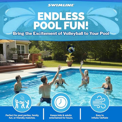 SWIMLINE Neoprene Pool & Beach Accessory for Active Group Play, Backyard Games, and Water Sports – Waterproof Soft Volleyball, Black & Yellow, 8.5" - style: Neoprene Pool Volleyball