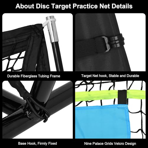 Disc Golf Net Portable Disc Training Net with 9 Target Multifunctional Practice Net Disc Golf Target Net for Backyard Indoor Outdoor Game,7ft x 7ft