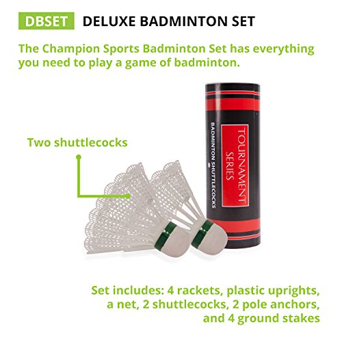 Champion Sports Outdoor Game Sets – Volleyball, Badminton, Tetherball, Bocce & Croquet - style: Recreational Badminton Set