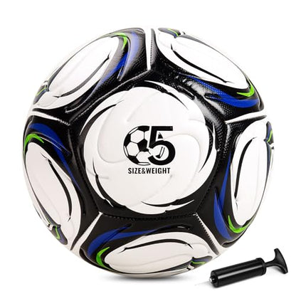 Soccer Ball Size 5 Size 4 with Pump Deflated, Official Size and Weight Long-Lasting Soccer Ball for Youth Teens Adult, Indoor Outdoor Training Practice Ball Games Sports Soccer Gifts with Mesh Bag