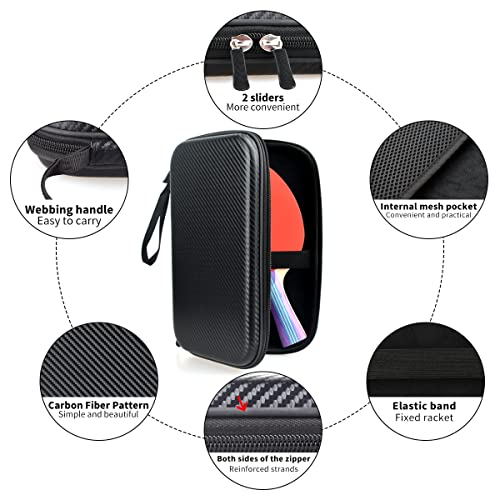 Rintifia® Ping Pong Paddles Case - Hard Shell Table Tennis Paddle Storage Bag for 2 Paddles & Multiple Balls - Anti-Drop, Anti-Wear - Great Gift for Table Tennis Lovers