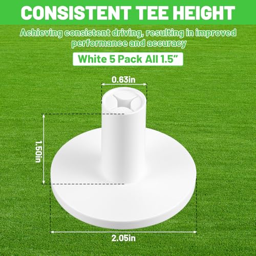 5 PCS Golf Matt Tees, Non-Slip Golf Tees for Mats, Range Mats with Wide Base for Outdoor Driving Practice