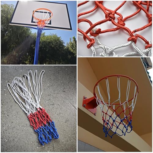 2 Pack Basketball Net Replacement 12 Loops Heavy Duty Anti-Whip All Weather Basketball Rim Nets for 18" Steel Basketball Hoops Rim Backyard Courts Indoor & Outdoor Driveway Recreational Center