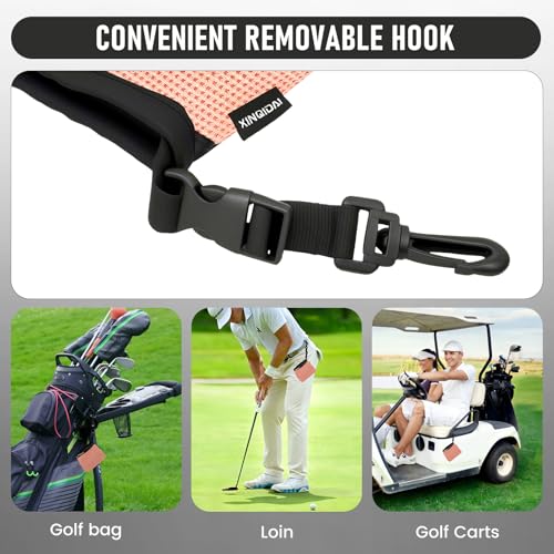 Golf Club and Golf Ball Cleaning Bag - Cleans Club Grooves, Golf Bag Accessories,Waterproof Clean Face Tech, Detachable Clip, Machine Washable,Golfer Gifts for Men(1-Pack,PINK) - color: PINK