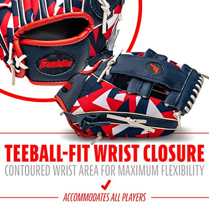 Franklin Sports Kids-Baseball Gloves - RTP Child's Tball Glove - Boys + Girls Teeball Mitt Set - Kids + Toddler - Right or Left Hand Throw - 9.5" - color: Navy/Red