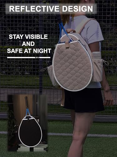Tennis Backpack for Women and Men, Holds 1-2 Rackets, Lightweight Water-Resistant Tennis Bag for Pickleball and Badminton - color: Cream