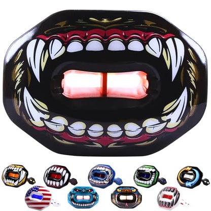 Oral Mart Flag Football Mouth Guard with 3D LipFit Design for Kids - Youth Football Mouthguard (No Boil) Cool Instant Fit Lip Guard Mouthpiece for Braces (Detachable Helmet Strap Included) - color: Fierce Bear
