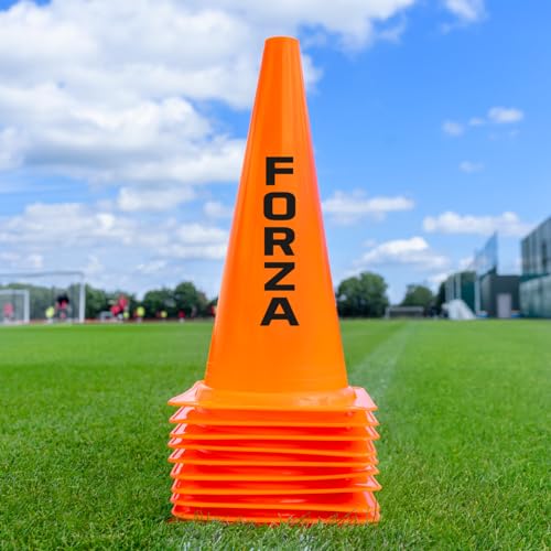 FORZA Large Training Cones - Pack of 10 with 3 Size Options for Optimal Training Sessions - color: Orange, size: 15 Inch, style: Pack of 10
