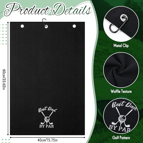 Funnymoom 3 Pcs Golf Gifts for Dad Men Husband Best Dad by Par Accessories Set Kit Include 12 oz Tumbler Tee Holder with Wood Golf Tee and Black Towel for Thanksgiving Day Christmas Birthday Gifts