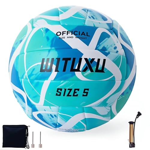 Official Size 5 Volleyball, Soft Touch Waterproof PU Leather Cover & Reinforced Rubber Bladder - for Indoor, Outdoor, Pool, Beach - Includes Air Pump & Inflation Needle