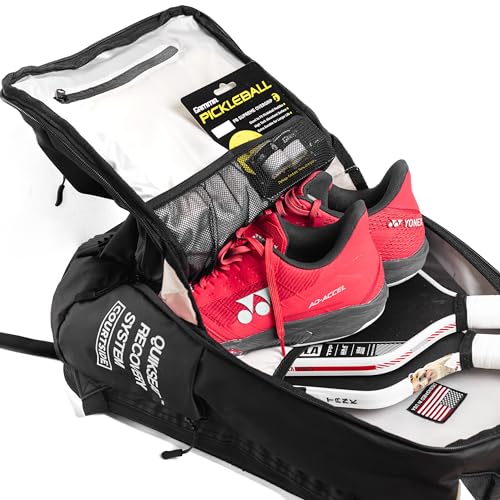 Courtside Pickleball x Pickleball Will Collab backpack with built-in folding chair(up to 300lb). For Men & Women w/Fence Hook/Safety Pockets/Fits 2+ Paddles/Shoes/bottle pockets/waterproof shell.