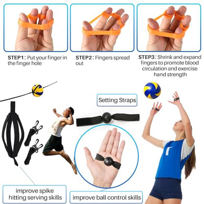 Davllin Volleyball Training Equipment Aid,Premium Volleyball Rebounder Trainer Kit,Solo Practice Trainer for Serving Setting Spiking and Arm Swing,Volleyball Gifts for Teen Girls & Boys - style: 11-in-1 Update