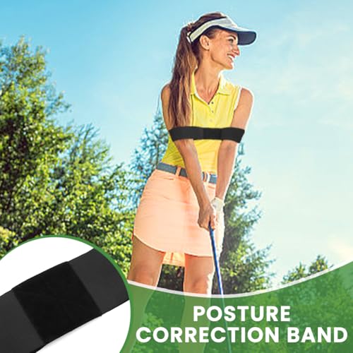Retractable Golf Swing Trainer, Golf Grip Trainer with Arm Band for Right-Handed Golfers, Training Aid for Grip Correction, Click Feedback & Arm Connection, Indoor & Outdoor