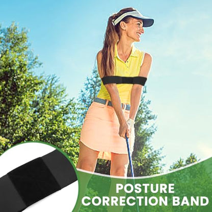 Retractable Golf Swing Trainer, Golf Grip Trainer with Arm Band for Right-Handed Golfers, Training Aid for Grip Correction, Click Feedback & Arm Connection, Indoor & Outdoor