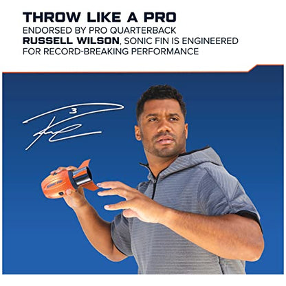 Aerobie gl_Toy Sonic Fin Football, Aerodynamic Russel Wilson Toy, Now with Softer Foam & Fins, Outdoor Games for Kids and Adults Aged 8 and Up, Orange