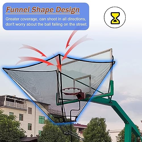 Movable Automatic Basketball Net Rebounder, 180° Rotating Shooting Practice Attachment Return Net - Adjustable Height, for Traditional Pole & Wall Mounted Hoops, Indoor Outdoor