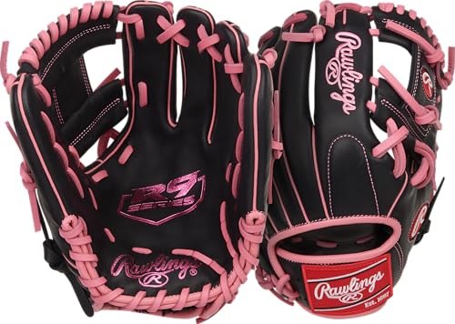 Rawlings | R9 Series Baseball Glove - color: Black / Pink | Pro I Web, size: 11.5"