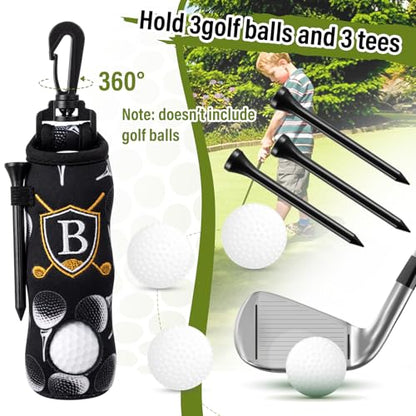 Liliful 12 Pcs Golf Accessories Kit, Include Golf Ball Bag with Hook Towel Tees Magnetic Ball Marker Divot Tool Cleaner Brush for Women Man Gifts(Initial B,Black)